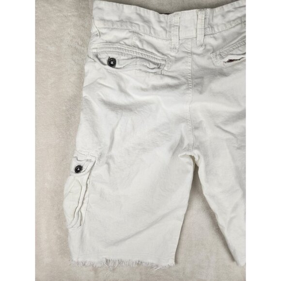 Guess USA Men's Size W31x12 Distressed Baggy Fit Linen/Cotton Cargo Shorts White - Picture 9 of 16
